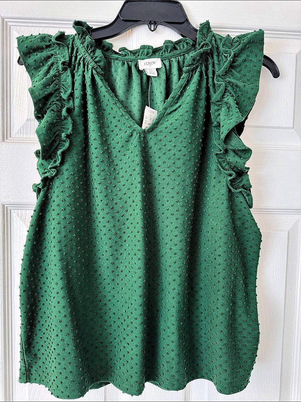 J.Crew Ruffle-Sleeve Blouse in Green XL NWT